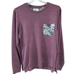 On The Byas Women’s Large Purple Floral Pocket Long Sleeve Top Shirt